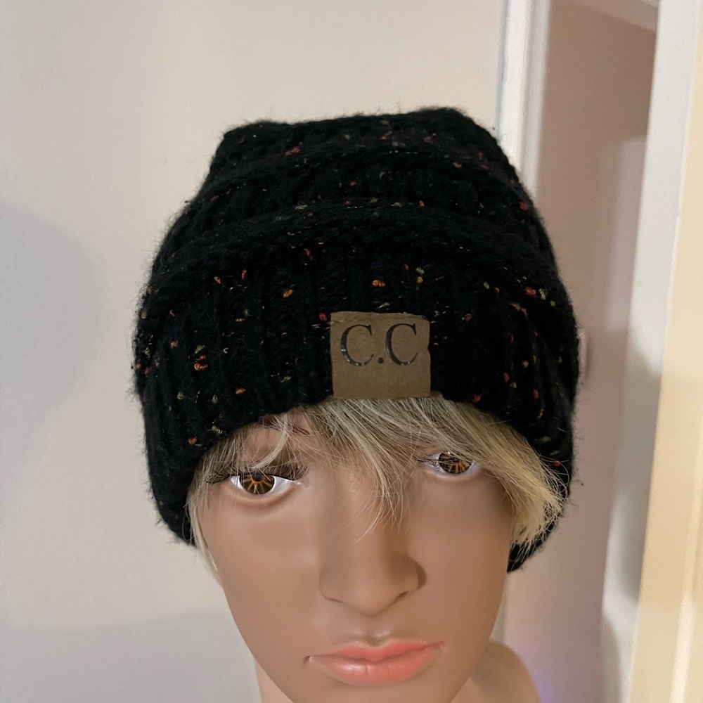 C.C Black Speckled Knit Hat